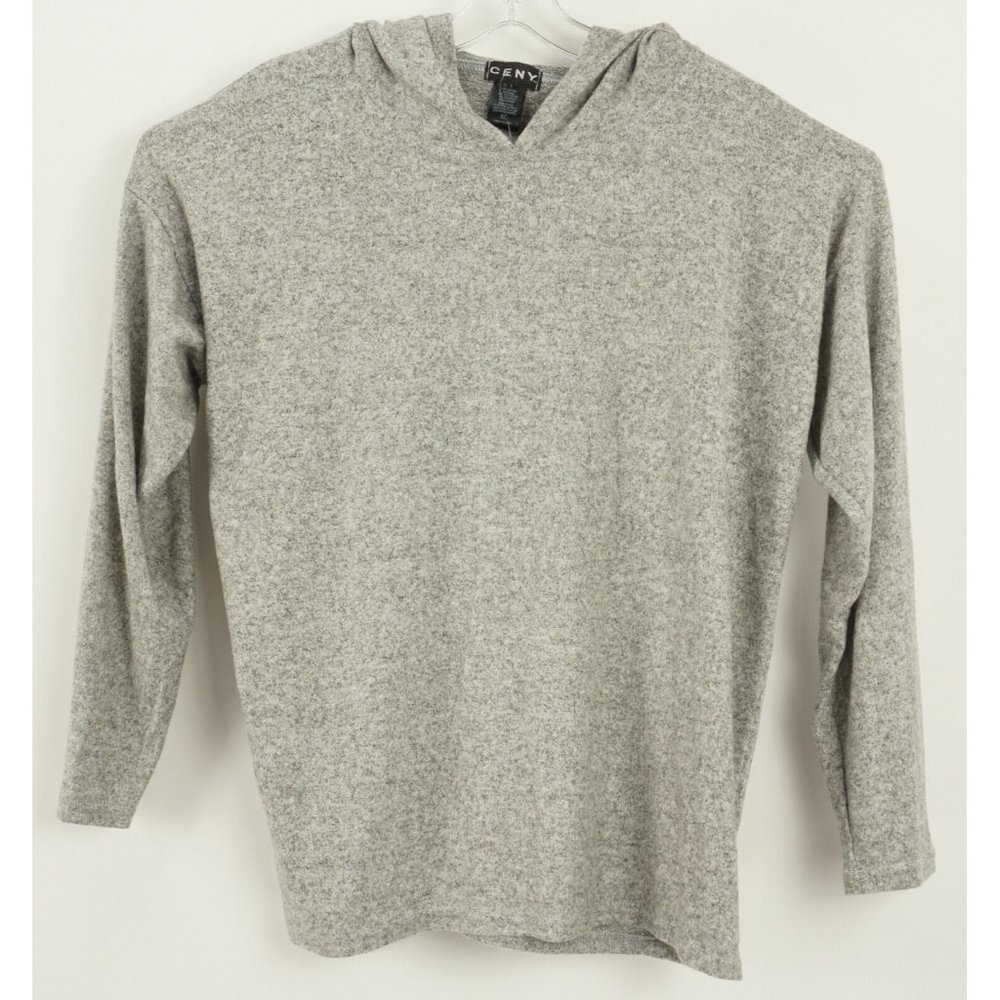 NWOT CENY Women's Size‎ XL Grey Melange Rayon Blend Knit Lightweight Hoodie